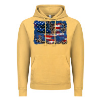Vintage Mustard Leopard glitter American flag 4th of july Vintage Hoodie - CowGirlArtShop