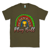 Army Green Play Ball Football Rainbow Classic Tee - CowhideDigitalArt