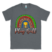 Charcoal Heather Play Ball Football Rainbow Classic Tee - CowhideDigitalArt