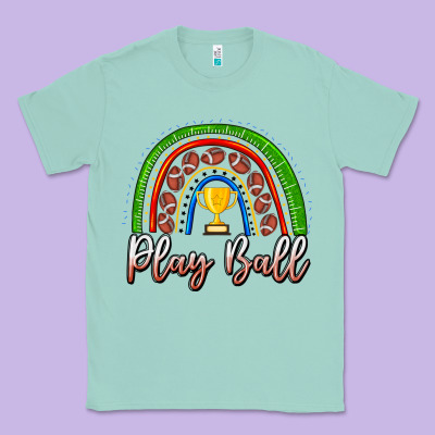 Play Ball Football Rainbow Classic Tee Designed By Cowhidedigitalart
