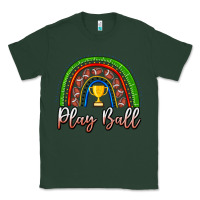 Sports Green Play Ball Football Rainbow Classic Tee - CowhideDigitalArt