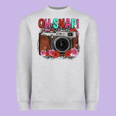 Oh Snap Rose Grey Leopard Vintage Camera Heavyweight Sweatshirt Designed By Fadigitalartstudio