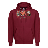 Burgundy Peace Love Dalmatians Zipper Hoodie - Jasminsmagicworld