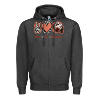 Charcoal Heather Peace Love Dalmatians Zipper Hoodie - Jasminsmagicworld