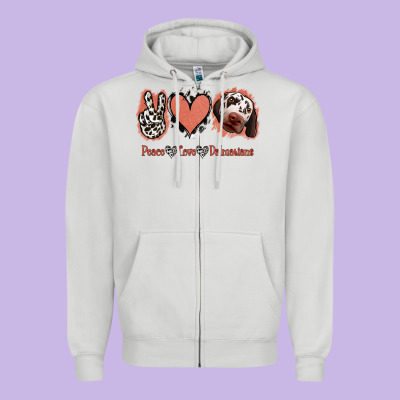 Peace Love Dalmatians Zipper Hoodie Designed By Jasminsmagicworld