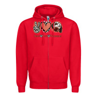Red Peace Love Dalmatians Zipper Hoodie - Jasminsmagicworld