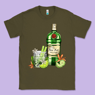 Gin Tonic Bottle And Cocktail Classic Tee Designed By Adodesignshop