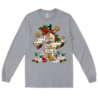 Heather Grey Christmas martini  and martini bottle Long Sleeve Tee - AdoDesignShop
