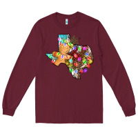 Burgundy christmas texas map Long Sleeve Tee - AdoDesignShop