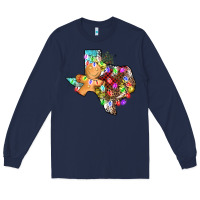 Navy christmas texas map Long Sleeve Tee - AdoDesignShop