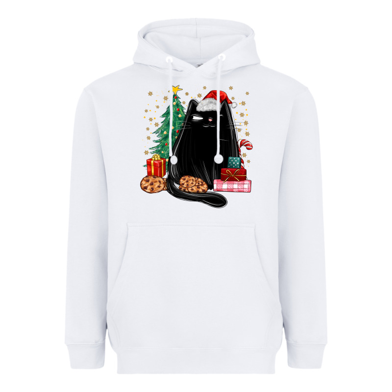 Christmas Black Cat Heavyweight Hoodie by MaliasSmallBusiness | Teevron