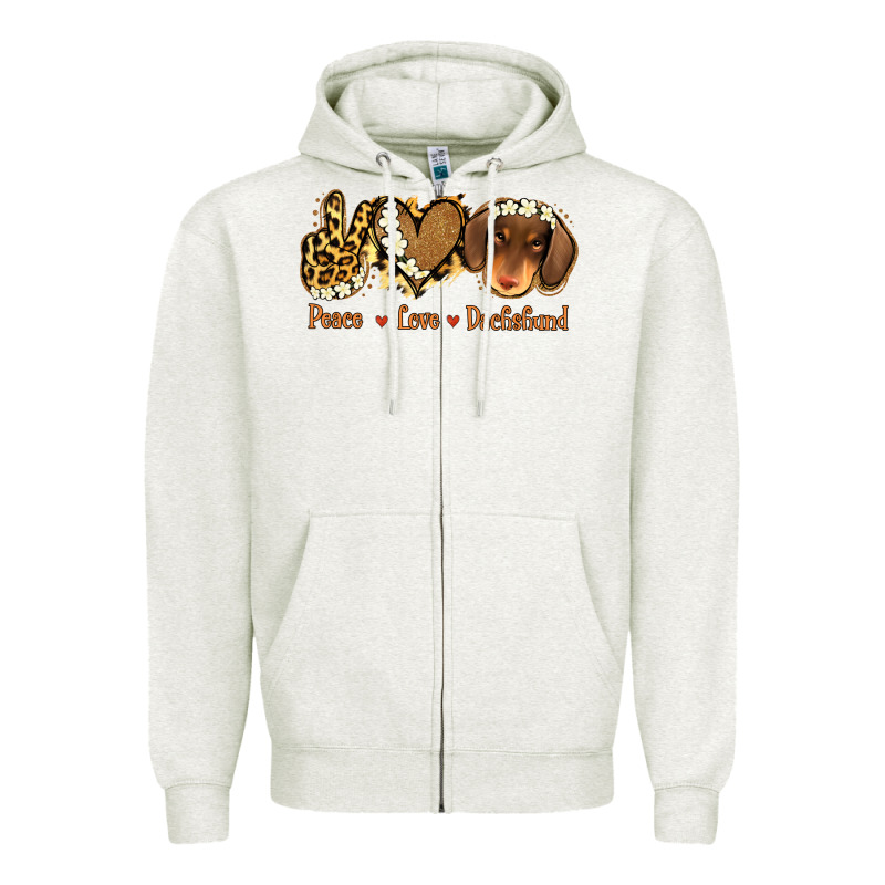 Peace Love Dachshund Zipper Hoodie by Jasminsmagicworld | Teevron