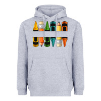 Heather Grey custom crayons with pencil Heavyweight Hoodie - NancyCooperArtShop