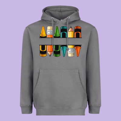 Custom Crayons With Pencil Heavyweight Hoodie Designed By Nancycooperartshop
