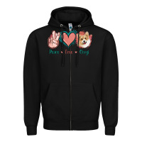 Black Peace Love Corgi Zipper Hoodie - Jasminsmagicworld