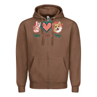 Chestnut Peace Love Corgi Zipper Hoodie - Jasminsmagicworld