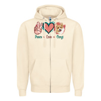 Sandshell Peace Love Corgi Zipper Hoodie - Jasminsmagicworld