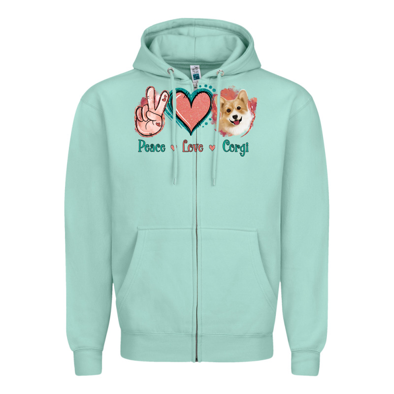 Peace Love Corgi Zipper Hoodie by Jasminsmagicworld | Teevron