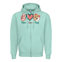 Seafoam Peace Love Corgi Zipper Hoodie - Jasminsmagicworld