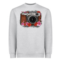 Heather Grey rose grey leopard vintage camera Heavyweight Sweatshirt - FaDigitalArtStudio
