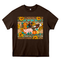 Chocolate Brown Fall Coop Animals Heavy Core Tee - Artiststas