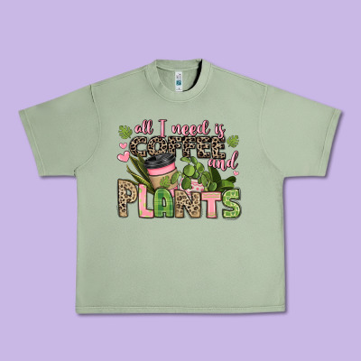 All I Need Is Coffee And Plants Urban Heavy Tee Designed By Jahusdesignshop
