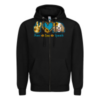 Black Peace Love Cocker Spaniel Zipper Hoodie - Jasminsmagicworld