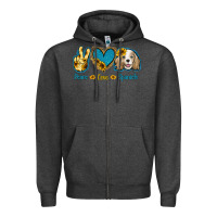Charcoal Heather Peace Love Cocker Spaniel Zipper Hoodie - Jasminsmagicworld