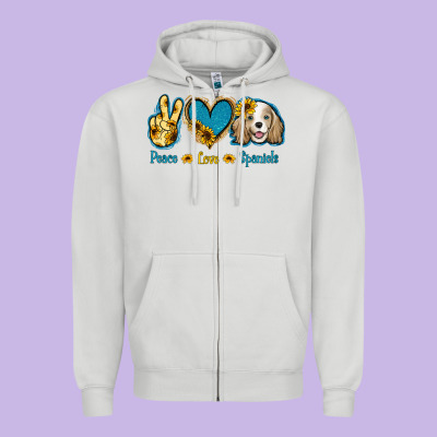 Peace Love Cocker Spaniel Zipper Hoodie Designed By Jasminsmagicworld