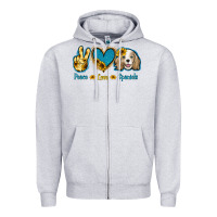 Heather Grey Peace Love Cocker Spaniel Zipper Hoodie - Jasminsmagicworld