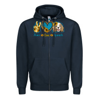 Navy Peace Love Cocker Spaniel Zipper Hoodie - Jasminsmagicworld