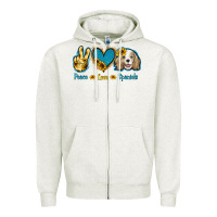 Oatmeal Heather Peace Love Cocker Spaniel Zipper Hoodie - Jasminsmagicworld