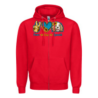 Red Peace Love Cocker Spaniel Zipper Hoodie - Jasminsmagicworld