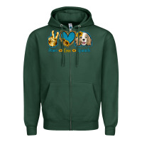 Sports Green Peace Love Cocker Spaniel Zipper Hoodie - Jasminsmagicworld