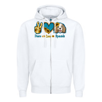 White Peace Love Cocker Spaniel Zipper Hoodie - Jasminsmagicworld