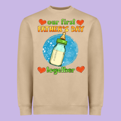 Our First Father's Day Together And Baby Bottle Heavyweight Sweatshirt Designed By Hra Design Shop