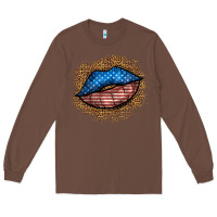 Chestnut western 4 of july lips Long Sleeve Tee - BundleAndBundleShop