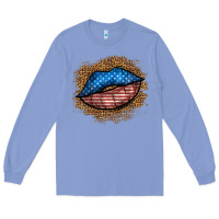 Colony Blue western 4 of july lips Long Sleeve Tee - BundleAndBundleShop
