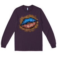 Plum western 4 of july lips Long Sleeve Tee - BundleAndBundleShop