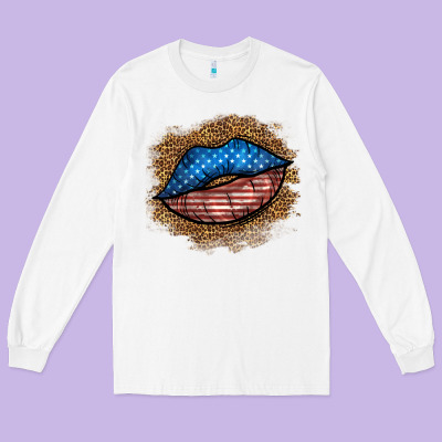 Western 4 Of July Lips Long Sleeve Tee Designed By Bundleandbundleshop