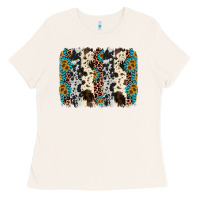 Bone cowhide leopard gemstone brushstroke Ladies Tee - AdoDesignShop
