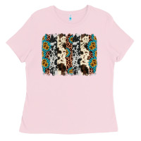 Bubblegum Pink cowhide leopard gemstone brushstroke Ladies Tee - AdoDesignShop