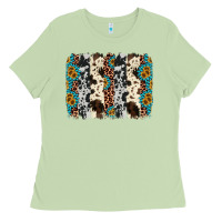 Matcha cowhide leopard gemstone brushstroke Ladies Tee - AdoDesignShop