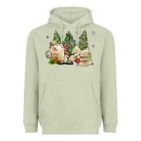 Matcha christmas coffee and book Heavyweight Hoodie - MaliasSmallBusiness