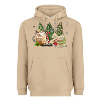Mushroom christmas coffee and book Heavyweight Hoodie - MaliasSmallBusiness
