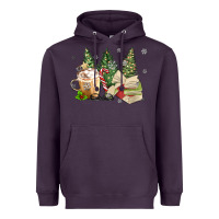 Plum christmas coffee and book Heavyweight Hoodie - MaliasSmallBusiness