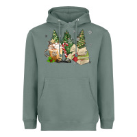 Sage christmas coffee and book Heavyweight Hoodie - MaliasSmallBusiness