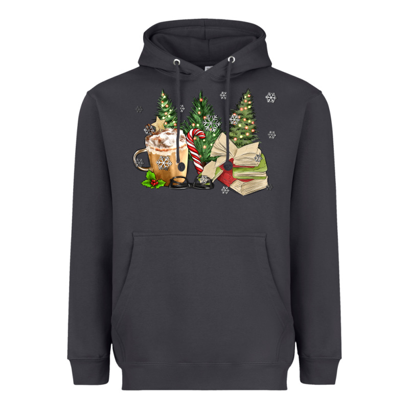 Christmas Coffee And Book Heavyweight Hoodie by MaliasSmallBusiness | Teevron