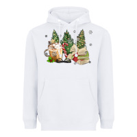 White christmas coffee and book Heavyweight Hoodie - MaliasSmallBusiness