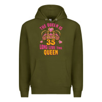 Army Green the queen is 35 long live the queen Premium Hoodie - Jasminsmagicworld